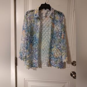Alfred Dunner Floral Lace Open Cardigan